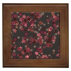 Pink Wine Floral Print Framed Tile by SpinnyChairDesigns