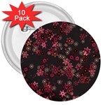 Pink Wine Floral Print 3  Buttons (10 pack)  Front