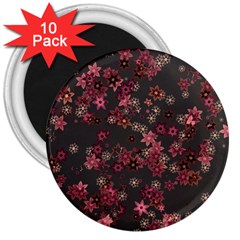 Pink Wine Floral Print 3  Magnets (10 Pack)  by SpinnyChairDesigns