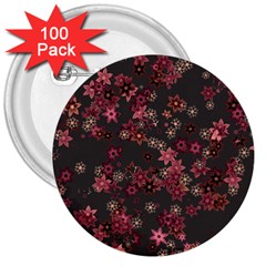 Pink Wine Floral Print 3  Buttons (100 Pack)  by SpinnyChairDesigns