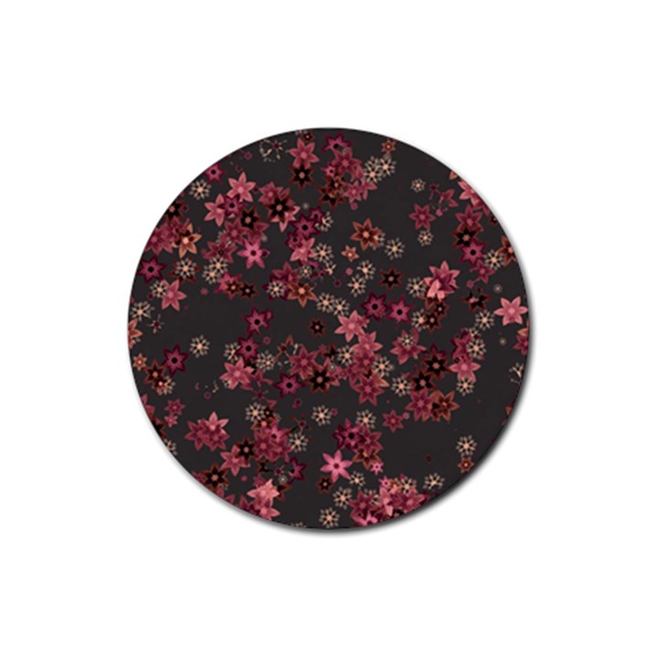 Pink Wine Floral Print Rubber Coaster (Round) 