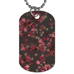 Pink Wine Floral Print Dog Tag (one Side) by SpinnyChairDesigns