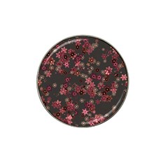 Pink Wine Floral Print Hat Clip Ball Marker by SpinnyChairDesigns