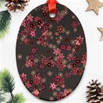 Pink Wine Floral Print Oval Ornament (Two Sides) Front