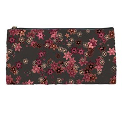 Pink Wine Floral Print Pencil Case by SpinnyChairDesigns