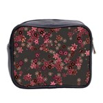 Pink Wine Floral Print Mini Toiletries Bag (Two Sides) Back