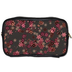 Pink Wine Floral Print Toiletries Bag (one Side) by SpinnyChairDesigns