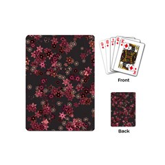 Pink Wine Floral Print Playing Cards Single Design (mini) by SpinnyChairDesigns