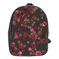 Pink Wine Floral Print School Bag (xl) by SpinnyChairDesigns