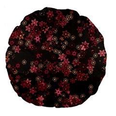 Pink Wine Floral Print Large 18  Premium Flano Round Cushions by SpinnyChairDesigns