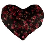 Pink Wine Floral Print Large 19  Premium Flano Heart Shape Cushions Front