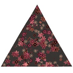 Pink Wine Floral Print Wooden Puzzle Triangle by SpinnyChairDesigns