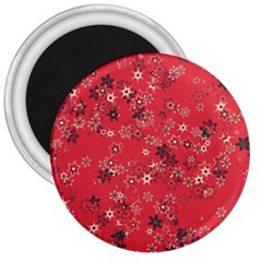 Red Wildflower Floral Print 3  Magnets by SpinnyChairDesigns