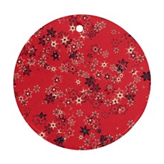 Red Wildflower Floral Print Ornament (round) by SpinnyChairDesigns