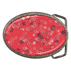 Red Wildflower Floral Print Belt Buckles by SpinnyChairDesigns