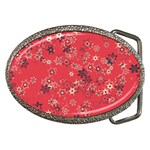 Red Wildflower Floral Print Belt Buckles Front