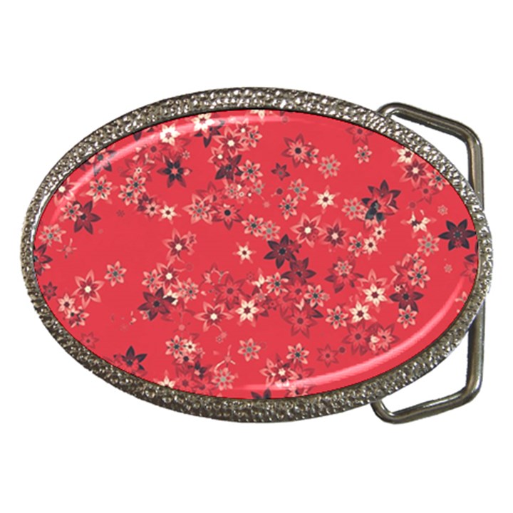 Red Wildflower Floral Print Belt Buckles