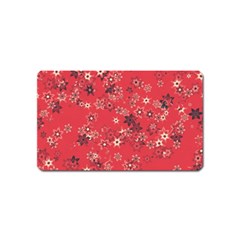 Red Wildflower Floral Print Magnet (name Card) by SpinnyChairDesigns