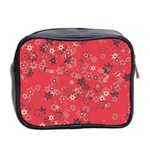 Red Wildflower Floral Print Mini Toiletries Bag (Two Sides) Back