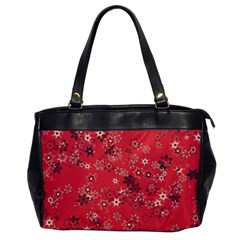 Red Wildflower Floral Print Oversize Office Handbag by SpinnyChairDesigns