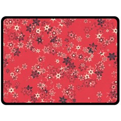 Red Wildflower Floral Print Fleece Blanket (large)  by SpinnyChairDesigns