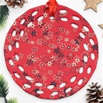 Red Wildflower Floral Print Ornament (Round Filigree) Front