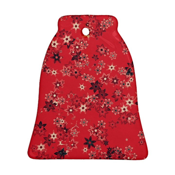 Red Wildflower Floral Print Bell Ornament (Two Sides)