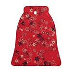 Red Wildflower Floral Print Bell Ornament (Two Sides) Back