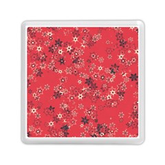 Red Wildflower Floral Print Memory Card Reader (square) by SpinnyChairDesigns