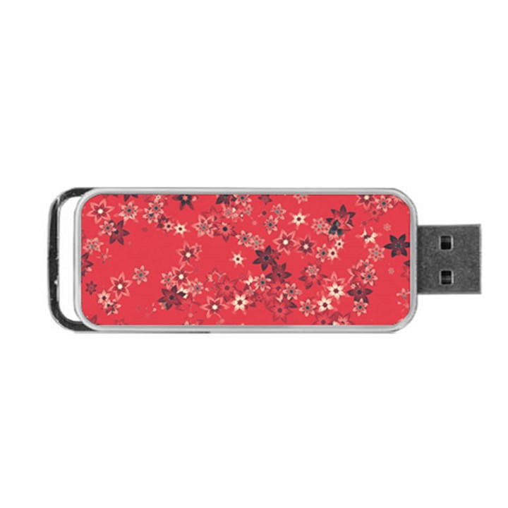 Red Wildflower Floral Print Portable USB Flash (Two Sides)