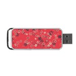 Red Wildflower Floral Print Portable USB Flash (Two Sides) Back