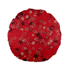 Red Wildflower Floral Print Standard 15  Premium Round Cushions by SpinnyChairDesigns