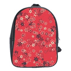 Red Wildflower Floral Print School Bag (xl) by SpinnyChairDesigns