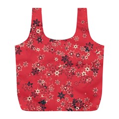 Red Wildflower Floral Print Full Print Recycle Bag (l) by SpinnyChairDesigns