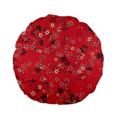 Red Wildflower Floral Print Standard 15  Premium Flano Round Cushions