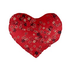 Red Wildflower Floral Print Standard 16  Premium Flano Heart Shape Cushions by SpinnyChairDesigns