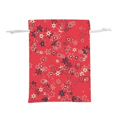 Red Wildflower Floral Print Lightweight Drawstring Pouch (m) by SpinnyChairDesigns