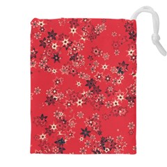 Red Wildflower Floral Print Drawstring Pouch (4xl) by SpinnyChairDesigns