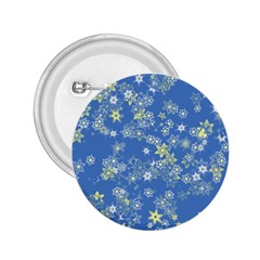 Yellow Flowers On Blue 2 25  Buttons by SpinnyChairDesigns