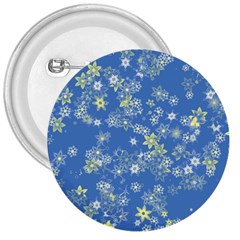 Yellow Flowers On Blue 3  Buttons by SpinnyChairDesigns