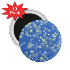 Yellow Flowers On Blue 2 25  Magnets (10 Pack)  by SpinnyChairDesigns