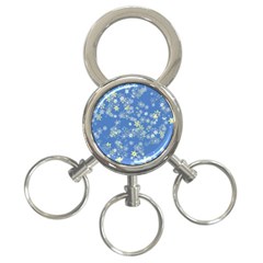 Yellow Flowers On Blue 3-ring Key Chain by SpinnyChairDesigns