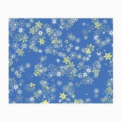 Yellow Flowers On Blue Small Glasses Cloth by SpinnyChairDesigns