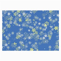 Yellow Flowers On Blue Large Glasses Cloth by SpinnyChairDesigns