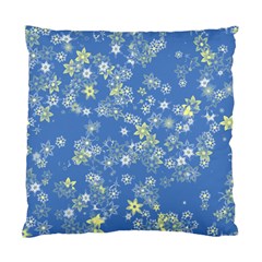 Yellow Flowers On Blue Standard Cushion Case (one Side) by SpinnyChairDesigns