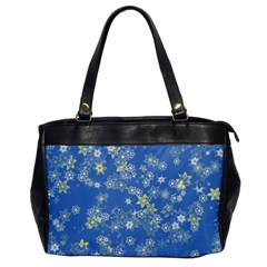 Yellow Flowers On Blue Oversize Office Handbag by SpinnyChairDesigns