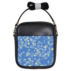 Yellow Flowers On Blue Girls Sling Bag by SpinnyChairDesigns