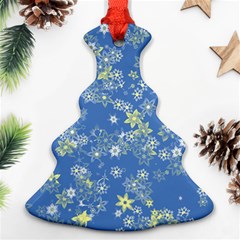 Yellow Flowers On Blue Ornament (christmas Tree)  by SpinnyChairDesigns