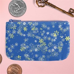 Yellow Flowers On Blue Large Coin Purse by SpinnyChairDesigns