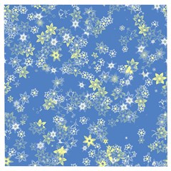 Yellow Flowers On Blue Wooden Puzzle Square by SpinnyChairDesigns